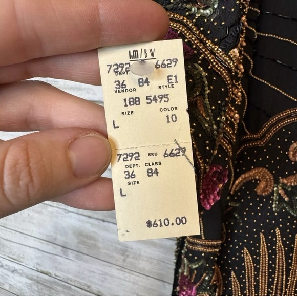 Judith Ann Creations Vintage Beaded Duster Jacket Coat 1980s Silk Designer Art - Picture 8 of 13